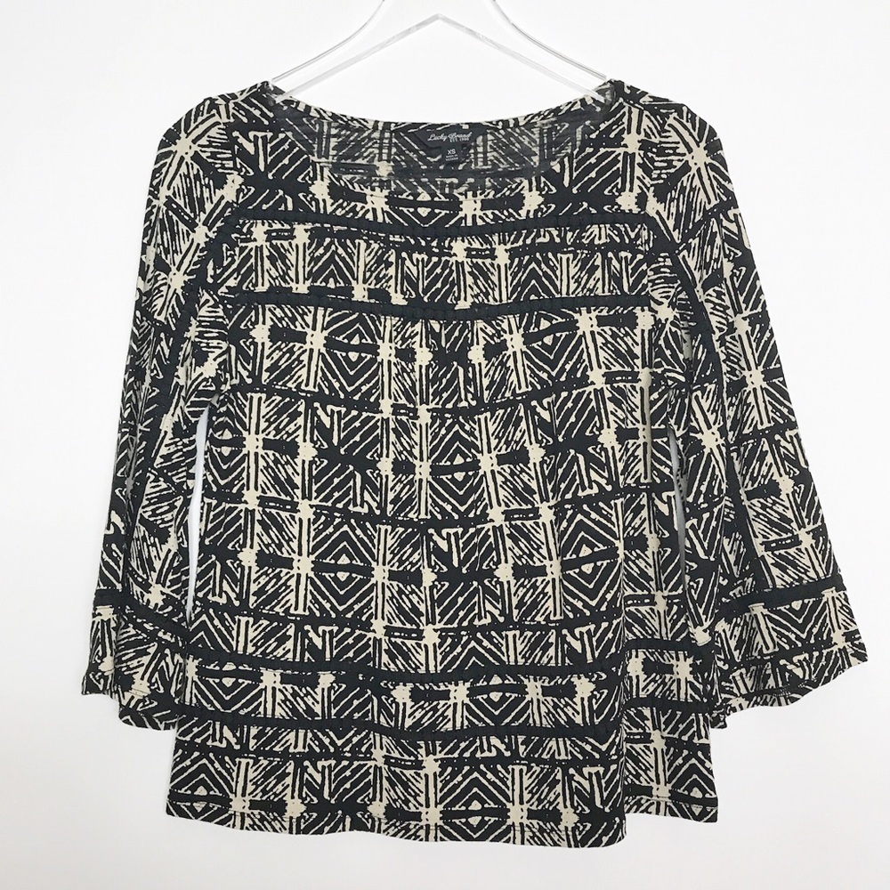 Lucky Brand Cross Hatch Black/Tan top ribbon trim